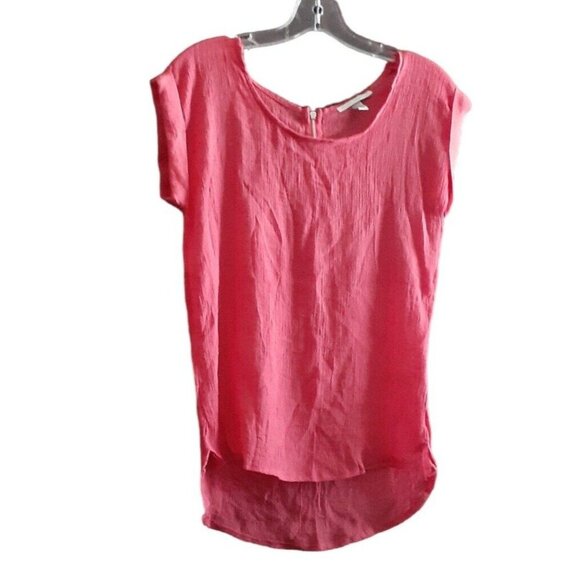 Maria Gabrielle Pink Salmon Cool Gauze Blouse Back Metal Reverse Sewn Zipper L - Picture 1 of 11